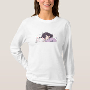 Camiseta Chica Durmiente Y Gato