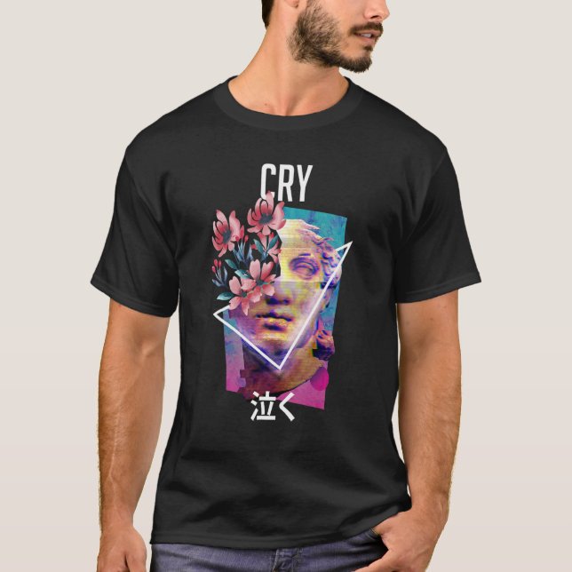 Camiseta Chica E japonés estético de Cry Vaporwave (Anverso)