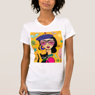 Camiseta Chica elegante de Tre con el gato