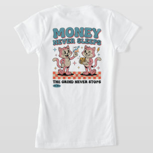 Camiseta Chica Empresaria Jefe: Gata Dinero Nunca Duerme