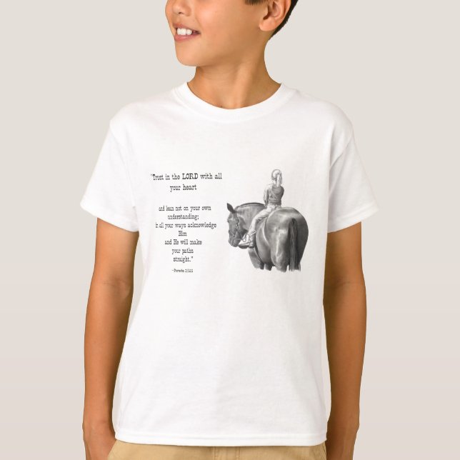 CAMISETA CHICA EN CABALLO: VERSO DE LA BIBLIA: ARTE DEL (Anverso)