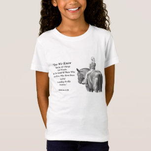 Camiseta Chica en el caballo, arte del lápiz: Verso de la