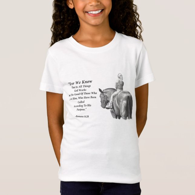 Camiseta Chica en el caballo, arte del lápiz: Verso de la (Anverso)