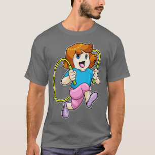 Camiseta Chica en Fitness con cuerda de salto