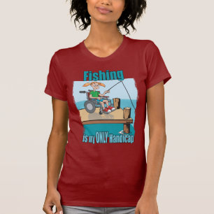 Camiseta Chica en la pesca con silla de ruedas