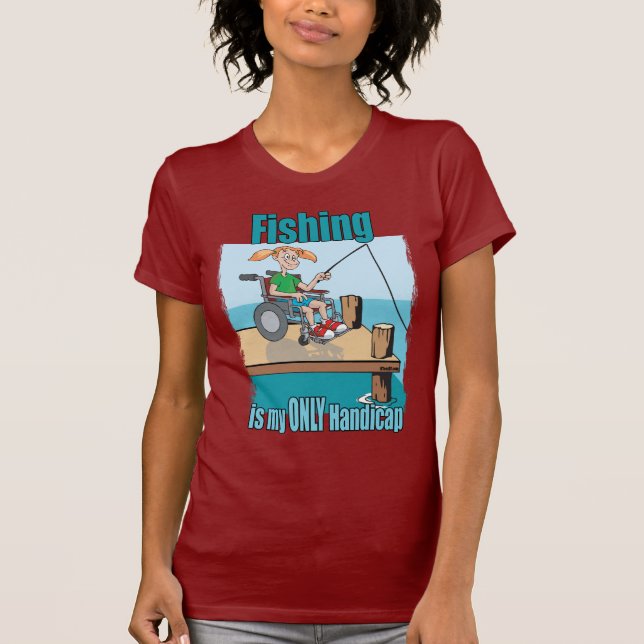 Camiseta Chica en la pesca con silla de ruedas (Anverso)
