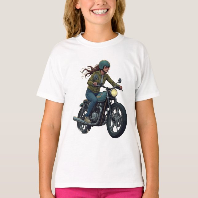 Camiseta Chica en moto (Anverso)