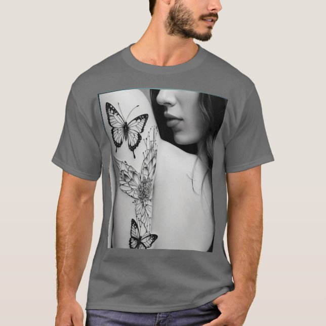Camiseta Chica encantador con mariposa y diseño floral T (Anverso)