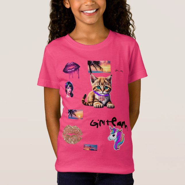 Camiseta chica equipo kitten unicorn sunset design (Anverso)