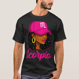 Camiseta Chica Escorpio Gorra Rosa Zodiac Cumpleaños Afro M