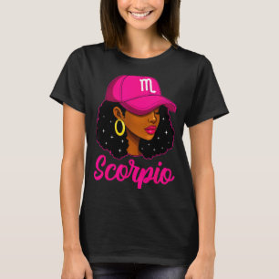Camiseta Chica Escorpio Gorra Rosa Zodíaco Cumpleaños Afro