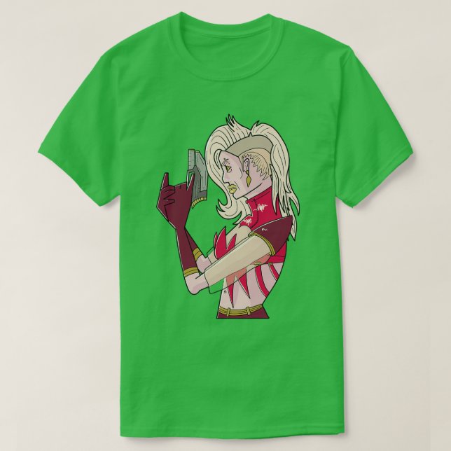 Camiseta Chica espacial cósmico rojo (Diseño del anverso)
