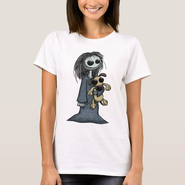 Camiseta Chica espeluznante con el perrito espeluznante (Anverso)