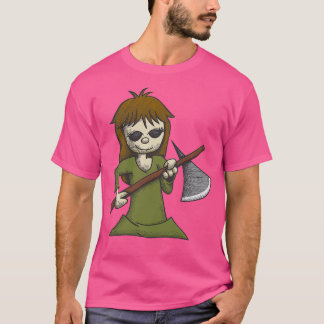 Camiseta Chica espeluznante con hacha