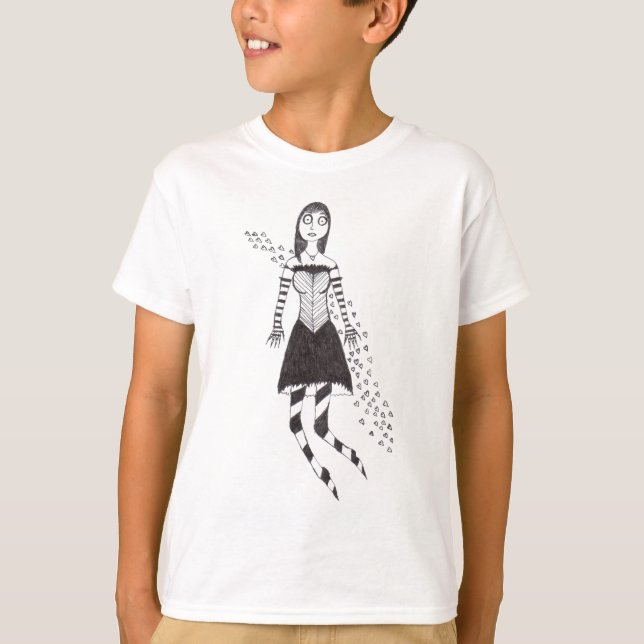 Camiseta Chica espeluznante del corazón (Anverso)