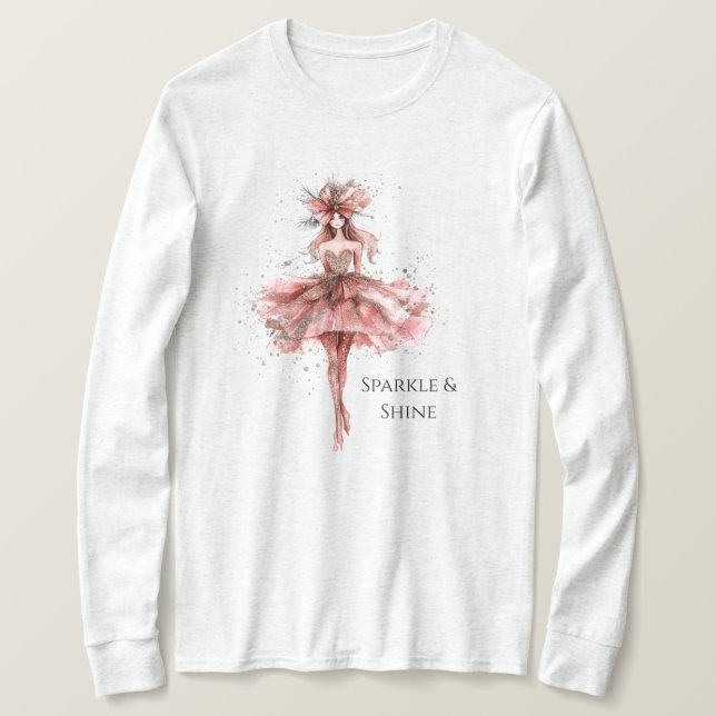 Camiseta Chica espumoso con vestido de oro rosa (Anverso del diseño)