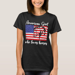 Camiseta Chica estadounidense que ama a los caballos