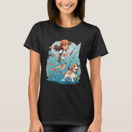 Camiseta Chica feliz con su perro