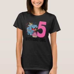 Camiseta Chica feliz cumpleaños 5 mujeres Fiesta hipopótamo