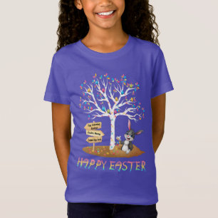 CAMISETA CHICA FELIZ DEL CONEJO DE CONEJITO DEL HUEVO DE