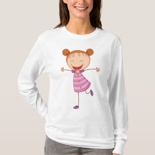 Camiseta Chica Feliz Figura de Palitos Cabello Pelirrojo Mo