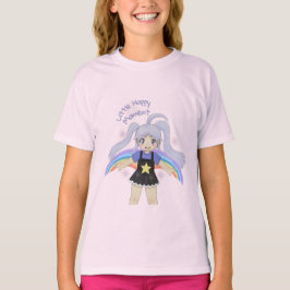 Camiseta Chica Feliz Ilustración Dibujada a Mano – Pequeña 