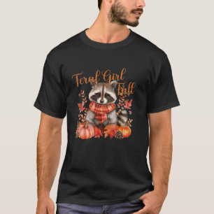 Camiseta Chica Feral Caer Raccoon Calabaza divertida Hallow