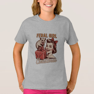 Camiseta Chica Feral Navidad Opossum Xmas Retro Basura