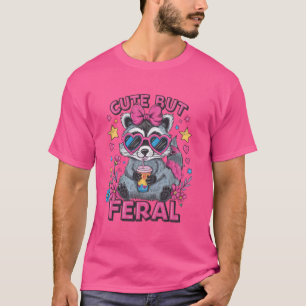 Camiseta Chica Feral Summer Funny Meme Cute Pero Racoon Fer