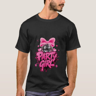 Camiseta Chica Fiesta Coquette Bow Disco Ball Cumpleaños