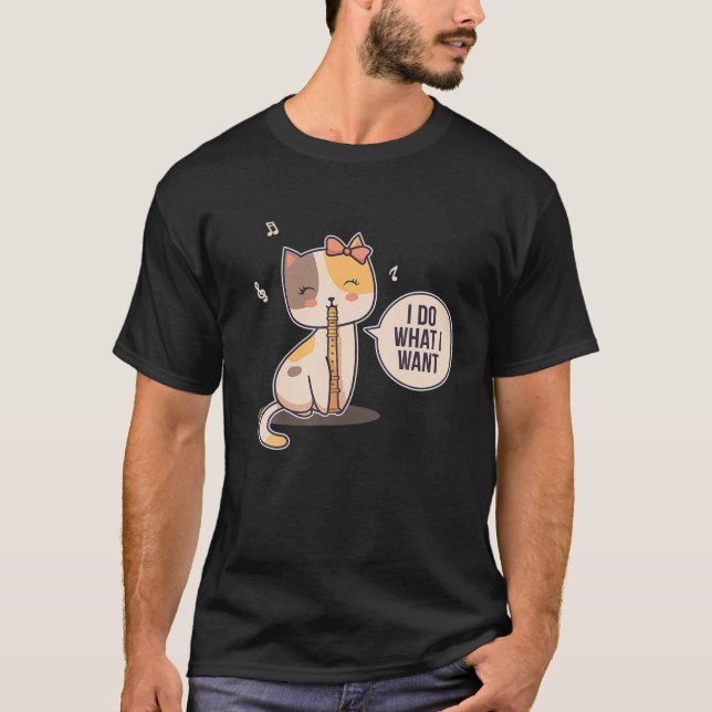 Camiseta Chica flautista del jugador de la flauta del gato (Anverso)