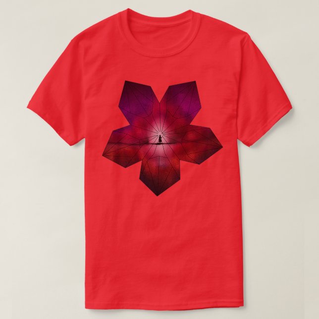 Camiseta Chica floral de origami con globo (Diseño del anverso)