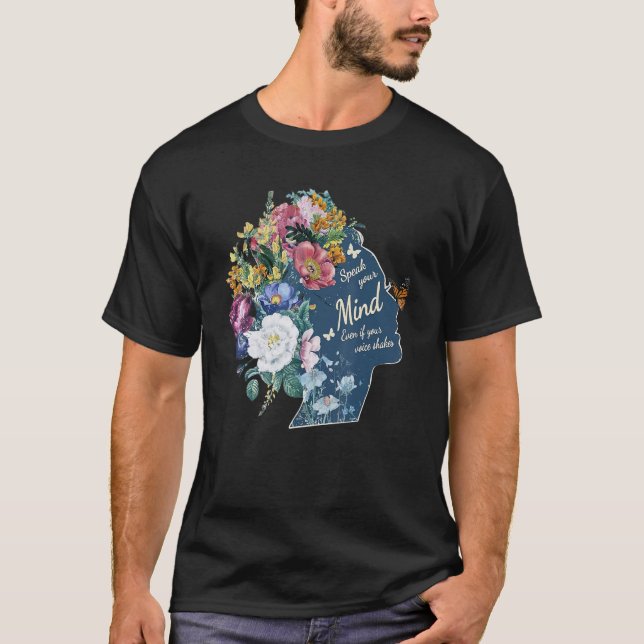 Camiseta Chica floral habla de tu mente Feminismo Derechos  (Anverso)