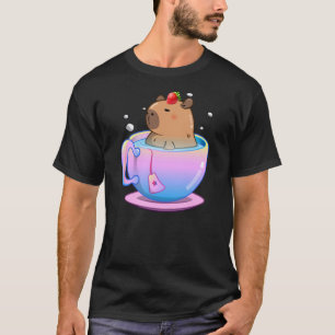 Camiseta Chica Fresa Dulce de Fruta de Capybara Arte del Té
