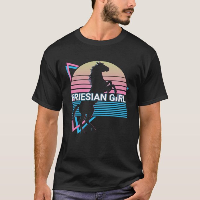 Camiseta Chica frisón retro de caballo (Anverso)