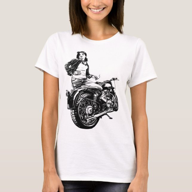 Camiseta Chica fumador con regalo de motocicleta (Anverso)