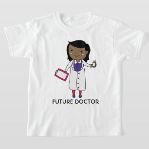 Camiseta Chica futura doctora piel morena cabello negro