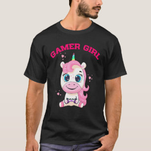 Camiseta Chica Gamer Unicornio Juegos Divertidos Videojuego