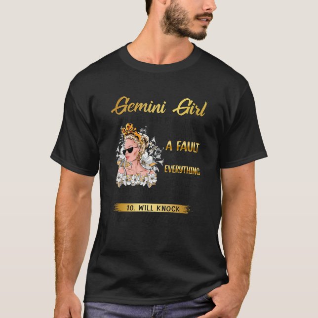 Camiseta Chica Gemini Cumpleaños Reina Zodiac Rótulo Horósc (Anverso)