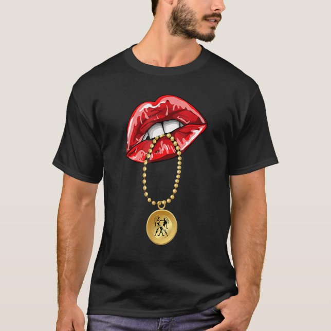Camiseta Chica Gemini Juicy Lips Astrología Rótulo Zodiaco (Anverso)