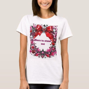 Camiseta Chica Glam Y2K Lazo Rojo Estrellas Chrome Hearts P