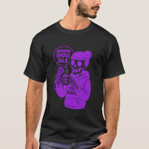 Camiseta Chica gótica del café esqueleto del pódcast espelu