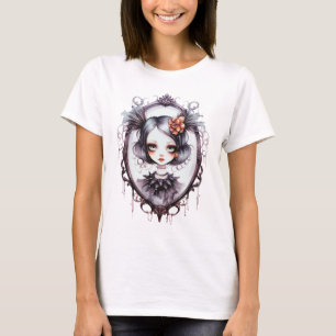 Camiseta Chica Gótica en Espejo Victoriano Halloween
