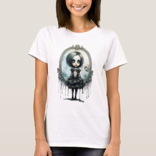 Camiseta Chica gótica en Halloween, espejo victoriano