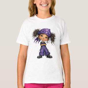 Camiseta Chica Gótica Linda Vestido Púrpura Arte de Dibujos