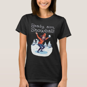 Camiseta Chica gracioso listo para apuntar con bolas de nie