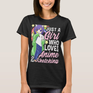 Camiseta Chica gracioso sólo un Chica que ama a Anime y Ske