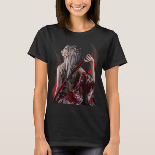 Camiseta Chica gráfico Samurai Llama Roja