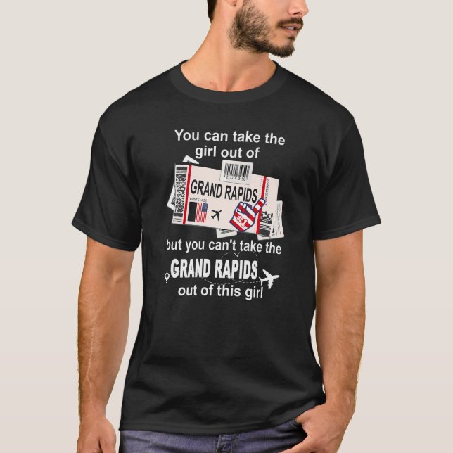 Camiseta Chica Grand Rapids Boarding Pass Flight Ticket Gra (Anverso)
