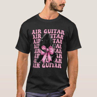 Camiseta Chica guitarrista de guitarra al aire coqueta lazo